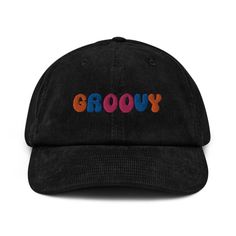 The Groovy hat is a fun and retro accessory that features a colorful and playful design. This hat is perfect for dads who love the vintage style and want to add a touch of nostalgia to their outfit while keeping the sun out of their eyes. * 100% cotton corduroy * Soft, unstructured crown * Cotton twill sweatband and taping * Adjustable buckle 🌿 Eco-Friendly Production ✈️ Ships Internationally 🎁💝 Beautiful gift for Friends, Family and Loved ones! All of our materials come from sustainable sour Retro Baseball Cap With Curved Brim, Retro Dad Hat With Curved Brim, Retro Cotton Cap, Retro Cotton Hat With Letter Print, Retro Cotton Hat With Embroidered Logo, Playful Snapback Baseball Cap For Streetwear, Retro Snapback Hat With Letter Print, Retro Letter Print Snapback Hats, Fun Cotton Hats For Streetwear