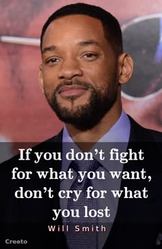 a man in a suit and tie with a quote from will smith on the background