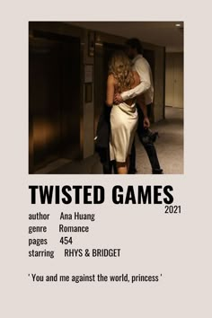 the poster for twisted games shows two people hugging each other in front of an elevator