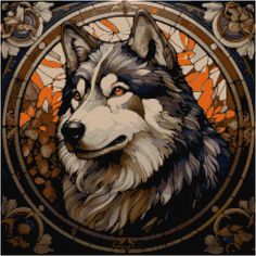 an image of a wolf cross stitch pattern