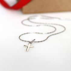 Mens Cross Necklace, Small Cross Necklace for Men, Silver Cross Pendant, Mens Necklace, Minimalist silver cross pendant, Mens Birthday Gift Elegant Cross Necklace, a shiny accessory to add a fine note to men's image! Symbolic gift idea. Pendant Necklace consisting of a delicate chain and a small cross charm. You can choose the necklace in silver or gold metal. The necklace is crafted in minimalist style, perfect to any wear. Light still durable. he cross is a symbol of the Christian religion, bu Minimalist Cross Pendant Necklace As Gift, Minimalist White Gold Cross Necklace For Gift, Minimalist White Gold Cross Necklace As Gift, Minimalist White Gold Cross Necklace Gift, Minimalist Crucifix Necklace For Gift, Minimalist Crucifix Necklace As A Gift, Minimalist Cross Pendant Necklace For Gift, Minimalist Silver Cross Necklace, Minimalist Cross Necklace Gift