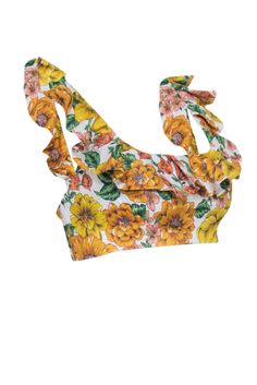 Get ready for some fun in the sun with Zimmermann's "Poppy" top! This playful top features a cheerful floral print on lightweight linen. With romantic ruffled details, a square neckline, and a cropped fit, it's perfect for a sunny summer afternoon. Pair this statement top with a flowy white maxi skirt and strappy brown sandals for a lovely look. Size 8 (Zimmerman 2) 100% Linen Tie-back Square neckline Ruffled Partially elasticized straps Shoulder to hem 12.25" White Maxi Skirt, Linen Crop Top, White Maxi Skirts, Linen Crops, Summer Afternoon, White Maxi, Brown Sandals, Fun In The Sun, Printed Linen