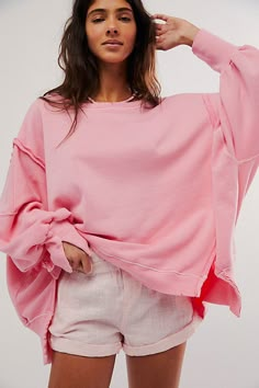 Camden Sweatshirt, Sky Fit, Slouchy Sweatshirt, Free People Style, Oversized Pullover, Pink Sky, Free People Sweater, Pink Sweatshirt, Shop Sweatshirts