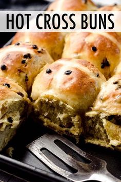 hot cross buns with text overlay