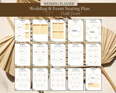 the wedding and event seating plan is displayed on top of a table with fan shaped fans