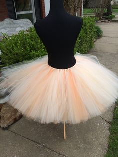 "This listing features an ivory, beige and peach tutu please select the length range that you would desire and make a note in the note to seller section of the length you would like to go with. Our last picture shows our silver tutu being modeled this is not the color you will receive it's just to show how it looks on. Tutu pictured in the first four photos is a 17\" tutu. Thank you for shopping with Princess Tutus Boutique. If you have any questions please feel free to convo us at anytime and w Cream Tulle Tutu Dress For Bridesmaids, Cream Tulle Tutu Bridesmaid Dress, Cream Tulle Bridesmaid Tutu Dress, Cream Tulle Tutu Dress For Wedding, Fitted Cream Tutu Dress With Tulle Skirt, Maternity Tutu, Bridesmaids Bachelorette, Jr Bridesmaid, Beige Champagne