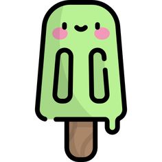 an ice cream with two eyes and one eye open, on top of a stick