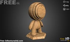 a wooden toy with a hat on it's head and the text free 4k