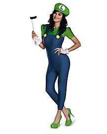 a woman dressed in a mario costume holding a golf club