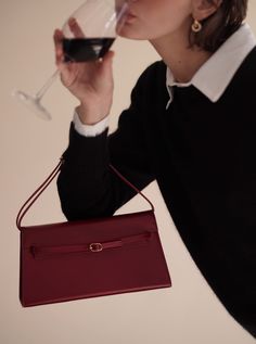 Dark Cherry Shoulder Bag (Pre-order Only. 3rd Restock will ship Late M Classy Shoulder Bag, Luxury Baguette Bag For Travel, Luxury Travel Baguette Bag, Timeless Square Flap Bag For Evening, Timeless Square Evening Flap Bag, Timeless Top Handle Baguette Bag For Business, Designer Everyday Baguette Clutch, Designer Clutch Baguette Bag With Detachable Strap, Designer Baguette Clutch With Detachable Strap