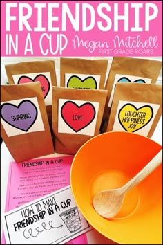 Friendship in a cup is the perfect back to school snack to make with your students. You can use the mini book provided and/or original poem to learn about the qualities of a good friend and to follow the directions to make this yummy snack. While you make it, you can read directions, work on teamwork and end up with something delicious. Your students can also predict, survey, graph, sequence and do a little math with their data. This would be great on the first day of school. Friend Activity For Preschool, Making Friends Preschool Crafts, First Day Of School Snacks For Students, Friendship Treats Preschool, Kindness Party Classroom, Our Friendship Is Blooming Craft, Friendship Snack Preschool, Being A Friend Preschool Activities, Pre K Friendship Theme