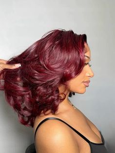 Magenta Hair On Black Women, Wine Red Hair On Black Women, Wine Hair Black Women, Cherry Red Hair Dark Skin, Wild Cherry Hair Color Black Women, Natural Burgundy Hair Black Women, Burgundy Dyed Hair Black Women, Black To Cherry Red Hair, Cherry Cola Hair Black Women