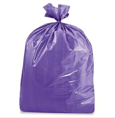 a purple trash bag on a white background