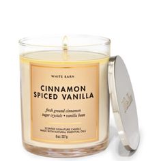 cinnamon spiced vanilla candle in a glass container