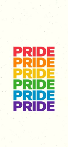 the word pride is made up of different colors