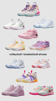 the different types of shoes are shown in this graphic style, including white and pink