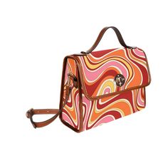 "Vintage style handbag, Retro Handbag, Women's Purse, Hippie bag, 70s Style purse, Red Stripe Handbag,70s handbag, 70s inspired, Women's Bag Custom handmade to order. Designed in California. Manufactured overseas. I designed this handbag to celebrate the groovy 70s era with a cute red orange pink stripe pattern print. It comes with a removable shoulder straps as well. A great classic for your retro style outfit and goes with everything even in today's fashion! I hope you enjoy my design. Materia 70s Bags Style, Vintage 1970 Handbags, 70s Accessories Purse, 70s Handbags, 70s Bags, 60s Wardrobe, 70s Purse, 70s Fashion Women, 70s Mode