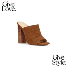 in stock Suede Slides, Sandal Online, Heeled Sandal, Leather Slip Ons, Cognac, Faux Suede, Sandals Heels, Heel Height, Pick Up