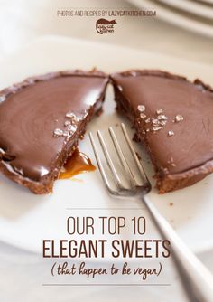 a piece of chocolate cake on a plate with a fork