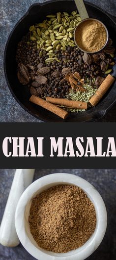 chai masala in a bowl with cinnamons and spices