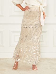 Glamorous Sequined Maxi Skirt, Elegant Embellished Long Skirt, Elegant Sequined Maxi Skirt For Evening, Embellished Long Evening Skirt, Embellished Maxi Skirt For Evening, Embellished Long Maxi Skirt For Evening, Elegant Full-length Embellished Bottoms, Glamorous Embellished Floor-length Skirt, Glamorous Embellished Long Skirt