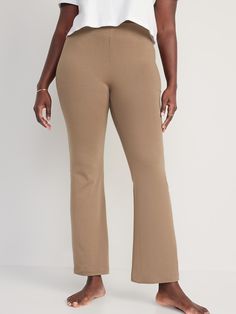 Online exclusive! Elasticized high-rise waist.  Flared leg openings.  Soft-washed jersey, with comfortable stretch.  Easy pull-on style.  Women's high-rise leggings sit high on waist.  Fitted through hip and thigh.  Flared leg.  Models are approximat High Waisted Flares, Flare Leggings, High Rise Leggings, Women's Leggings, Pajama Pants, Old Navy, Layering, High Rise, High Waisted