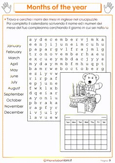 months of the year worksheet for kids with pictures and words to color on