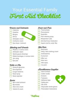 Planner Free | Do you know what's needed to deal with everything kids can come down with? Download your FREE first aid kit checklist now and find out! #planner, #plannerMonthly #plannerWeekly #plannerIdea Travel First Aid Kit List, 4h First Aid Project, First Aid Checklist, Car First Aid Kit Checklist, Packing Medications For Travel, First Aid Kit Essentials, First Aid Essentials, First Aid Kit Checklist, First Aid Kit Storage