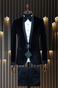 Unique Tuxedo Suit handmade, not a mass production product.The fabrics used to make the dress are selected carefully and are high quality.The dress will be made based on your measurements. Luxury Velvet Business Suits, Elegant Fitted Velvet Blazer, Fitted Tuxedo With Shawl Collar For Business, Elegant Party Sets With Suit Collar, Fitted Shawl Collar Tuxedo For Business, Fitted Suit With Shawl Collar For Black-tie Events, Fitted Suits For Black-tie Events With Shawl Collar, Luxury Tailored Velvet Tuxedo, Tailored Luxury Velvet Tuxedo