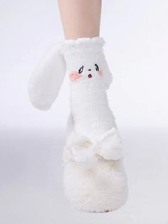 Material: Coral fleeceColor: White Bunny Loose Socks, Easter Bunny Ears, Cute Stockings, Knit Leg Warmers, Lace Layers, White Bunny, Fishnet Tights, Thigh High Stockings, Elegant Styles