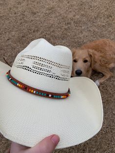 * Handmade by a small business in Texas * Measures 0.5" x 20" * Adjustable to fit the crown of your hat * Made with quality materials * Perfect for rodeos, shows, or just adding a touch of western to your hat! * Check out other hat band designs in my Etsy shop! Bohemian Beach Hats With Bead Caps, Southwestern Beaded Brimmed Hat, Southwestern Beaded Hats For Festivals, Country Style Beaded Rodeo Hat, Traditional Beaded Rodeo Hats, Adjustable Brimmed Hats With Bead Caps, Country Style Beaded Hats For Rodeo, Southwestern Beaded Festival Hat, Beaded Rodeo Hat One Size Fits Most