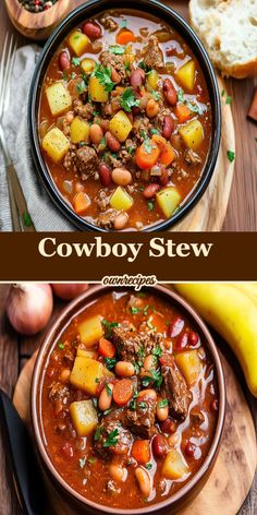 beef stew, cowboy food, hearty one pot meal, comfort food, slow cooker recipe, simple ingredients Delicious Stew Recipes, Cowboy Stew Recipe, Cowboy Stew, Warm Soup Recipes, Family Meal Recipes, Stews Recipes, Chili Stew, Cozy Dinner, Savory Soups