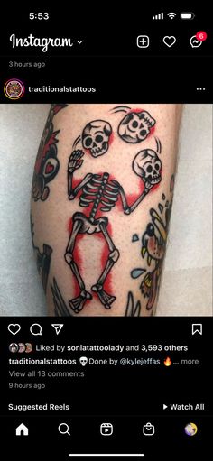 an image of a person with tattoos on their leg and the words instagramn above them