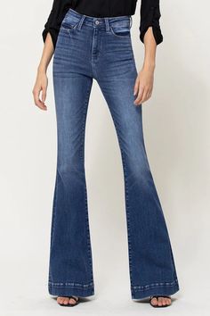 VERVET Jeanie High Rise Super Flare Jean – Medeina Boutique Super Flare Jeans, Flared Skirts, Ladies Jeans, Western Clothes, Cropped Wide Leg Jeans, Flying Monkey Jeans, Flying Monkey, Medium Wash Jeans, Flare Trousers