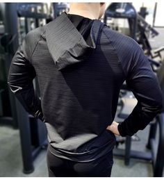 Long Sleeve Loose Hooded Men's Gym Fitness T Shirt - Men's Fitness Apparel, Men's Hoodies & Jackets, Men's Sports & Fitness T Shirts | Vivinch Black Activewear With Adjustable Hood For Workout, Functional Black Hoodie For Workout, Casual Hooded Sweatshirt For Training, Functional Black Workout Hoodie, Sporty Training Hoodie With Drawstring Hood, Techwear Sports Hooded Top, Functional Hooded Hoodie For Training, Black Hooded Activewear For Workout, Black Activewear With Drawstring Hood For Gym