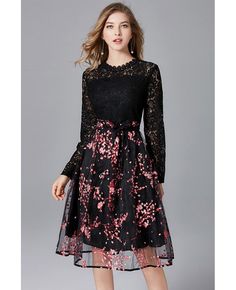 Get 10% off now! Buy L-5XL Pretty Aline Black Lace Flowers Party Dress with Long Sleeves at cheap price online. Free stable shipping and pro custom service since 2009. Dress For A Date, Outfits To Impress, Flower Party Dress, Plus Size Lace Dress, Modern Dresses, Women Lace Dress, Date Night Dress, Contemporary Dresses, Cozy Evening