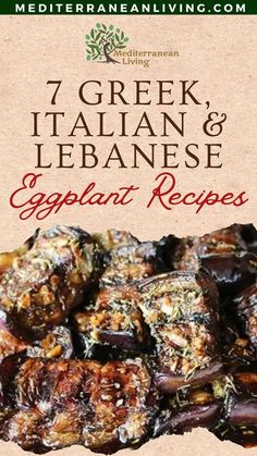 the cover of an italian cook's book, 7 greek and libanese eggplant recipes