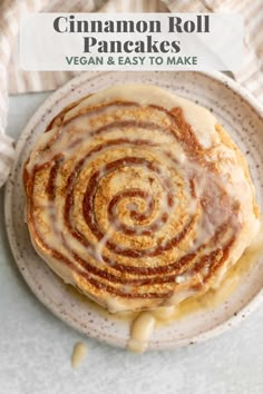 cinnamon roll pancakes with vegan and easy to make glaze