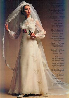 a magazine cover with a woman in a wedding dress and veil on her head, holding a flower