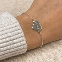 Engraved Heart Bracelet Heart Locket Bracelet, Custom Engraved Bracelet, Monogram Earrings, Bracelet With Heart, Baby Necklace, Signature Necklace, Locket Bracelet, Name Earrings, Initial Earrings