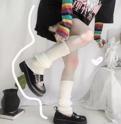 Color: White Foot Sock Casual Mid-calf Stockings For Winter, Casual Mid-calf Winter Stockings, White Harajuku Knee-high Socks, Casual Mid-calf Stockings, White Harajuku Socks For Winter, White Harajuku Style Winter Socks, Retro White Socks For Winter, Trendy White Socks For Winter, Casual Multicolor Knee-high Socks For Winter