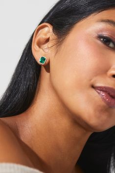 Add a luxurious and romantic touch to your everyday look. Featuring a classic elevated stud style with an emerald-green colored stone for a pop of color, these earrings exude everyday elegance. Royal Au, Emerald Studs, Halo Stud Earrings, Emerald Earrings Studs, Everyday Elegance, Stud Style, Halo Earrings Studs, Colored Stone, Modern Love