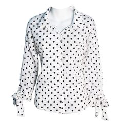 A Touch Of Style, Comfort And Versatility. A Must Have For This Season’s Chic And Sophisticated On Trend Look. Wear This Blouse From Work To Play. Front Button Closure Size: Medium Flowy Fit 23" Total From Front Neckline To Hem Hand Tie Bow Cuff Side Slits Chiffon Hand Wash Cold Polka Dot Long Sleeve Blouse With Button Closure, Long Sleeve Polka-dot Blouse With Button Closure, Polka Dot Long Sleeve Tops With Button Closure, Polka Dot Collared Blouse For Work, Elegant Polka Dot Blouse With Buttons, Chic Polka Dot Blouse With Buttons, Polka Dot Long Sleeve Blouse For Work, Elegant Button-up Polka Dot Tops, Elegant Polka Dot Button-up Tops