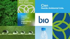 an advertisement for water and environmental products with images of plants, leaves, and the words cien gestao ambientel ltd