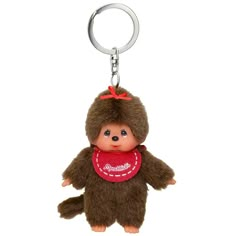 a stuffed animal keychain with a red bandanna around it's neck