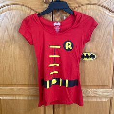 Batman And Robin, Robin Shirt. Size Small. New With Tags. Has A Hood That Has A Mask. Great For Halloween. Female Robin Costume, Female Robin, Office Halloween Costumes, Robin Costume, Batman And Robin, Robin Hood, Halloween Costumes, Batman, Womens Tops