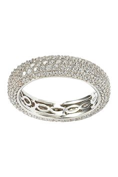 - Sterling silver CZ white eternity band ring