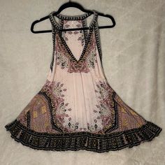 Brand: Free People Condition: Nwt (New With Tags); Never Worn Size: Us Size Medium Fabric/Material: 100% Rayon Care: Machine Wash Cold With Like Colors; Line Dry Style: Flowy, Sleeveless, V Neck, Ivory, And Pink, Bohemian Mini Dress Perfect For Summer Feel Free To Reach Out With Any Questions! Pink Printed Sleeveless Dress For Summer, Pink Sleeveless Midi Dress, Pink Sleeveless Bridesmaid Dress, Pink Sleeveless Printed Sundress, Pink Printed Sleeveless Sundress, Pink A-line Sleeveless Summer Dress, Printed Pink Sleeveless Dress For Vacation, Casual Pink Sleeveless Mini Dress, Pink Printed Sleeveless Dress For Vacation