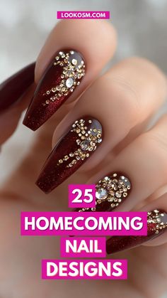 Get ready for homecoming with these 25 stunning nail designs! From elegant to bold, these ideas will make your nails shine on your big night. Click the pin and follow us for more glamorous nail inspiration! #HomecomingNails #NailDesigns #GlamNails #EventNails #NailInspo Nail Art Designs Classy, Fancy Nail Art Designs, Fancy Nail Art