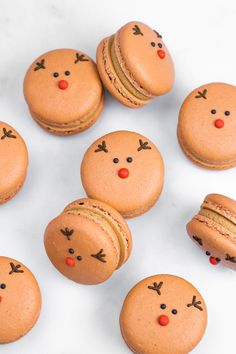 an easy step - by - step recipe to make reindeer macarons for christmas